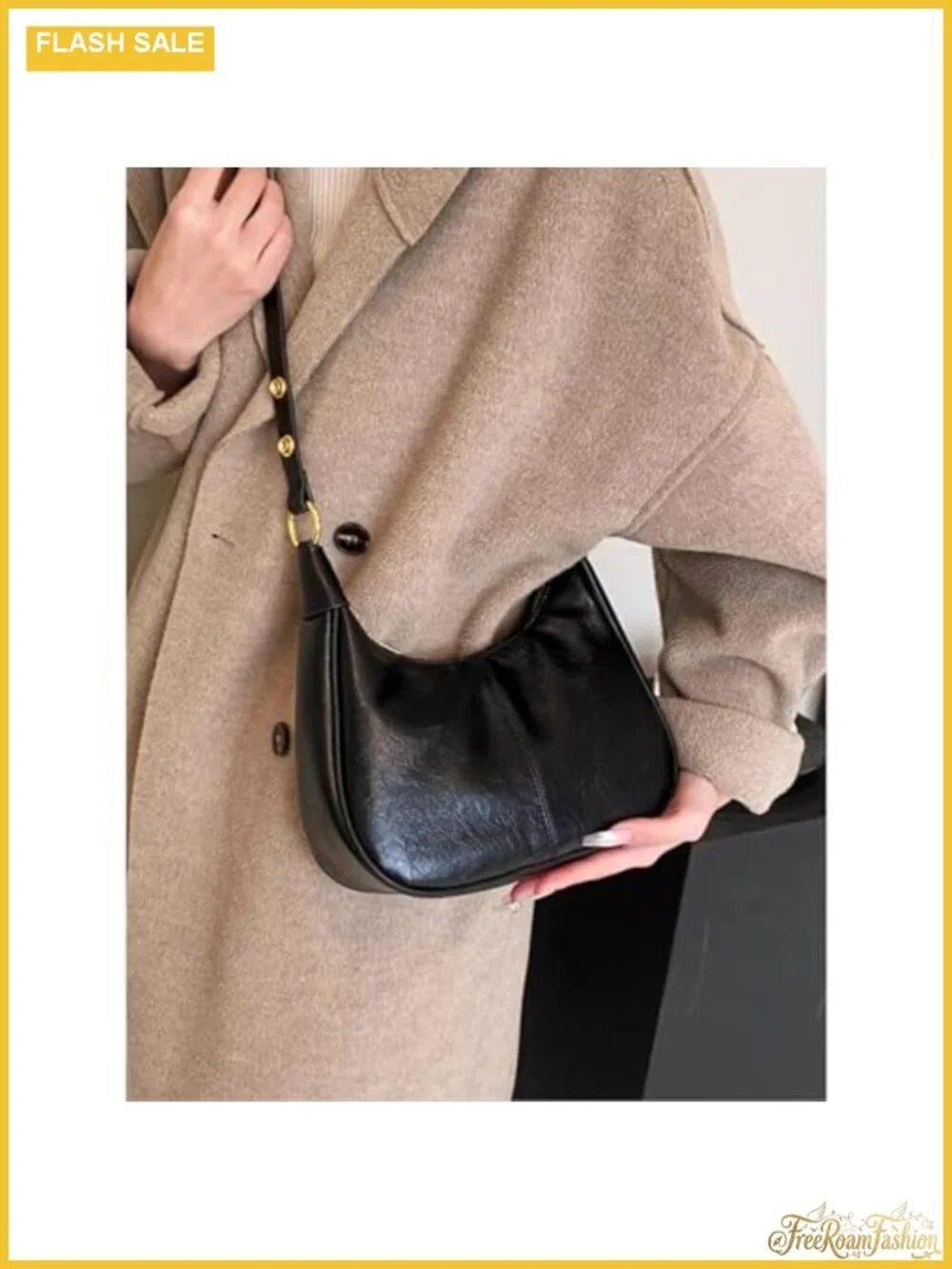Faux Leather Retro Crescent Shoulder Hobo Bag Small Crossbody Purse